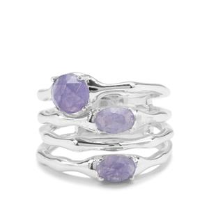 Rose Cut Tanzanite Ring in Sterling Silver 2.25cts