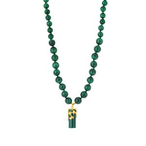 158cts Malachite Gold Tone Sterling Silver Necklace 