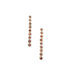3/4ct Red Diamond 9K Gold Earrings