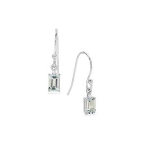 Aquamarine & Diamond Sterling Silver Earrings ATGW 1cts