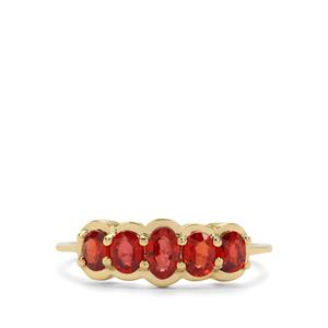 1cts Songea Red Sapphire 9K Gold Ring 