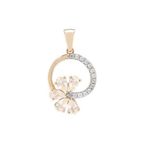 Leuco Sapphire Pendant with White Zircon in 9K Gold 1.77cts