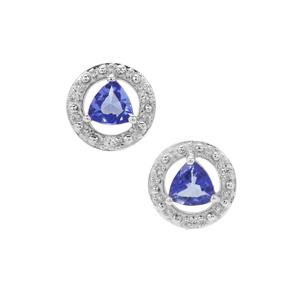 Tanzanite & White Zircon Sterling Silver Earrings ATGW 0.75ct