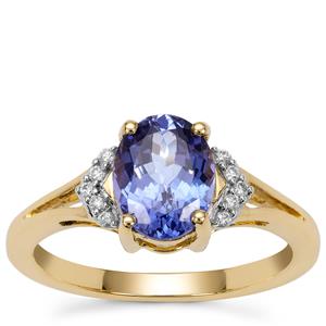 AAA Tanzanite Ring with Diamond in 18K Gold 1.45cts