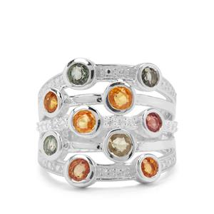 Tunduru Multi-Colour Sapphire & White Zircon Sterling Silver Ring ATGW 2.66cts