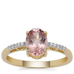 Nigerian Pink Morganite Ring with White Zircon in 9K Gold 1.20cts