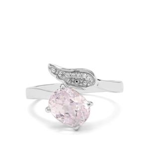 Natural Kunzite & White Zircon Sterling Silver Ring ATGW 2.75cts