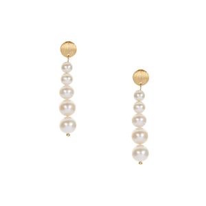 Kaori Cultured Pearl Earrings in Gold Tone Sterling Silver 