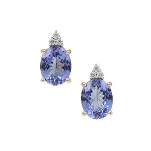 AAA Tanzanite Earrings with Diamond in 18K Gold 4.60cts
