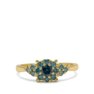 2/3ct Blue Ombre Diamonds 9K Gold Ring 