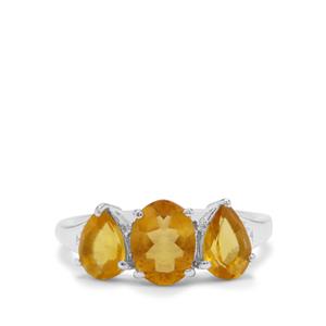 Burmese Amber Ring with White Zircon in Sterling Silver 0.93ct