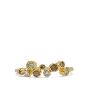 1/3ct Golden Ivory Diamond & Multi Diamond 9K Gold Ring 