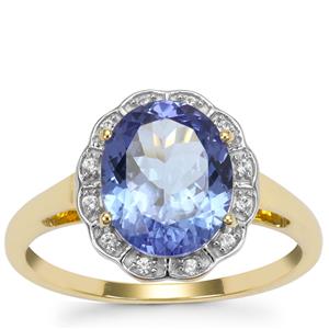 AA Tanzanite Ring with White Zircon in 9K Gold 2.75cts