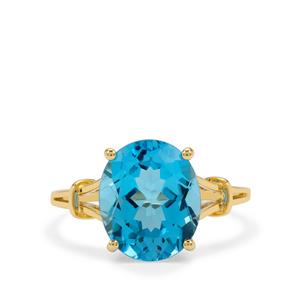 ‘The Legacy of Ostro’ Swiss Blue Topaz 9K Gold Ring 6cts