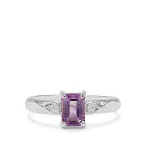 Moroccan Amethyst & White Zircon Sterling Silver Ring ATGW 1cts