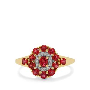 Burmese Red Spinel & White Zircon 9K Gold Ring ATGW 1ct