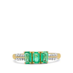Panjshir Emerald & Diamond 18K Gold Tomas Rae Ring MTGW 0.85ct