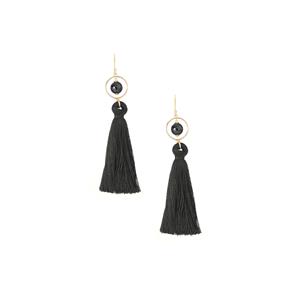7.30ct Black Onyx Gold Flash Sterling Silver Earrings 