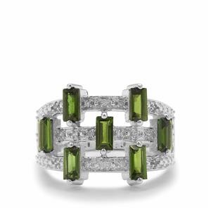Chrome Diopside & White Zircon Sterling Silver Ring ATGW 1.76cts