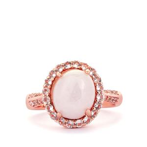 Type A Lavender Jadeite & White Topaz Rose Gold Tone Sterling Silver Ring ATGW 3.70cts