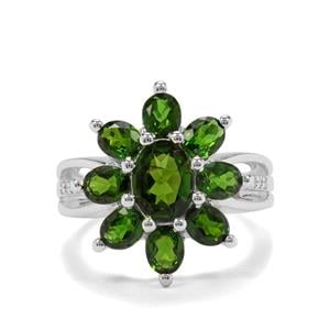 Chrome Diopside & White Zircon Sterling Silver Ring ATGW 3.55cts