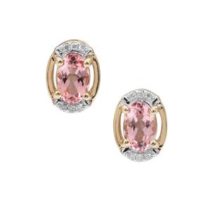Cherry Blossom™ Morganite Earrings with Pink Diamond in 9K Gold 0.85ct
