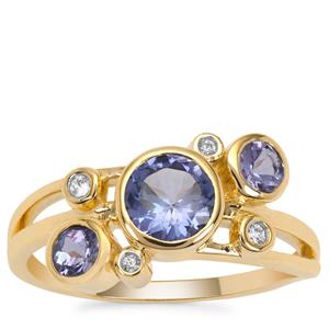 AA Tanzanite Ring with White Zircon in 9K Gold 1.25cts
