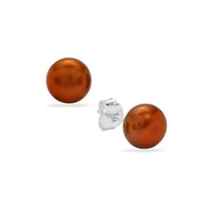 Chocolate Cultured Pearl Sterling Silver Earrings (8mm)