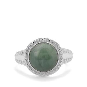 5ct Type A Burmese Jadeite Sterling Silver Ring