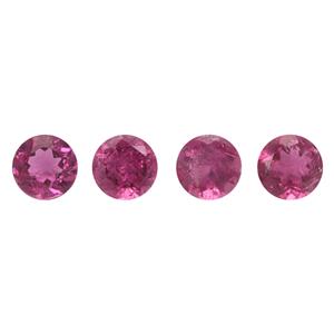 0.4cts Nigerian Rubellite 3mm Round Pack of 4  (H)