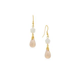 Sakura Agate & White Shell Gold Tone Sterling Silver Earrings