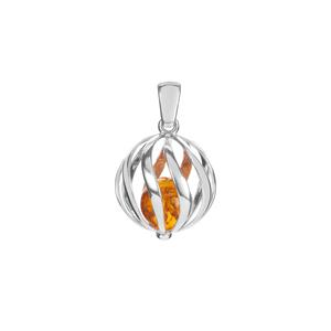 Baltic Cognac Amber Pendant in Sterling Silver (10mm)