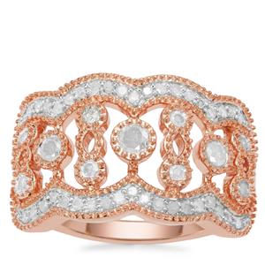 Diamond Ring in Rose Gold Plated Sterling Silver 0.57ct