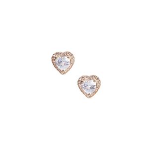 2.72ct Kaduna White Zircon 9K Gold Heart Earrings