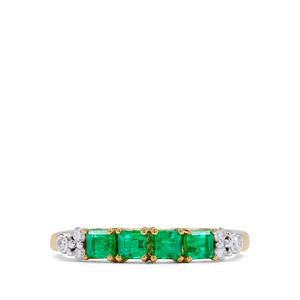 Panjshir Emerald & Diamond 18K Gold Tomas Rae Ring MTGW 0.80ct