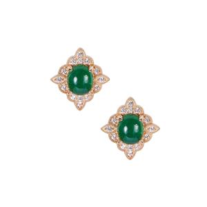 Sandawana Emerald & White Zircon 9K Gold Tomas Rae Earrings ATGW 2.74cts