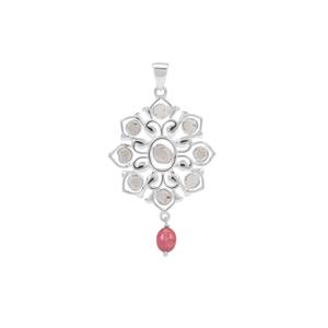 Polki Diamond Pendant with Pink Spinel in Sterling Silver 1.95cts