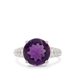 7cts Tanzanian Amethyst Sterling Silver Ring 