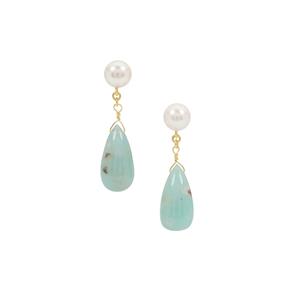 Aquaprase™ Earrings with Kaori Cultured Pearl in Gold Plated Sterling Silver