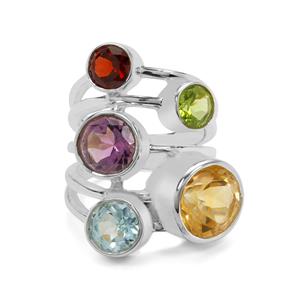 'Colours of Summer' Multi Gemstone Sterling Silver Ring ATGW 9.20cts