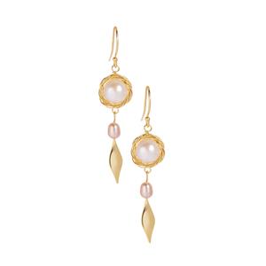 Kaori Cultured Pearl Gold Tone Sterling Silver Earrings 