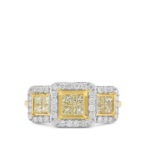 1ct Natural Yellow Diamonds & White Diamonds 9K Gold Ring