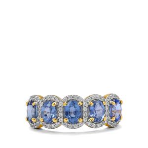 Ceylon Blue Sapphire & White Zircon 9K Gold Tomas Rae Ring ATGW 2.80cts