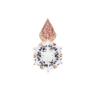 Wobito Snowflake Cut White Topaz Pendant with Pink Tourmaline in 9K Rose Gold 5.65cts