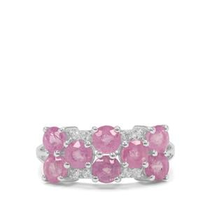 Ilakaka Hot Pink Sapphire & White Zircon Sterling Silver Ring ATGW 3.25cts (F)