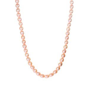 Naturally Papaya Cultured Pearl Sterling Silver Necklace (7mm x 6.50mm)