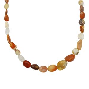 51.20cts Mexican Fire Opal Sterling Silver Necklace