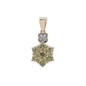 Mansanite™ Pendant with Diamond in 9K Gold 1.40cts