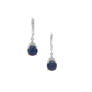 Bharat Sapphire Earrings with White Zircon in Sterling Silver 7.05cts