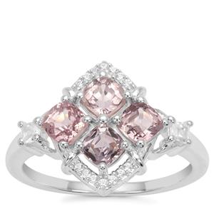 Burmese Spinel Ring with White Zircon in Sterling Silver 1.82cts
